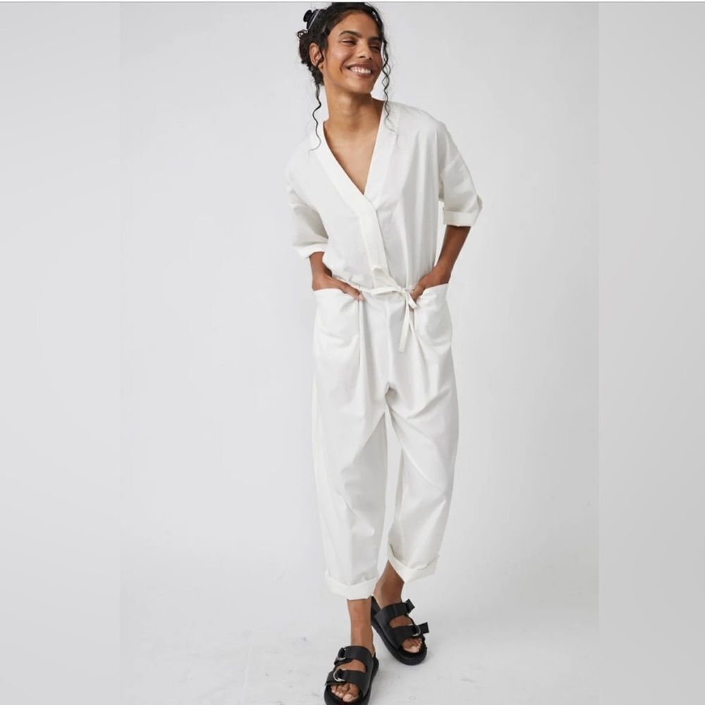 Free People Feels So Right One Piece Jumpsuit White Small